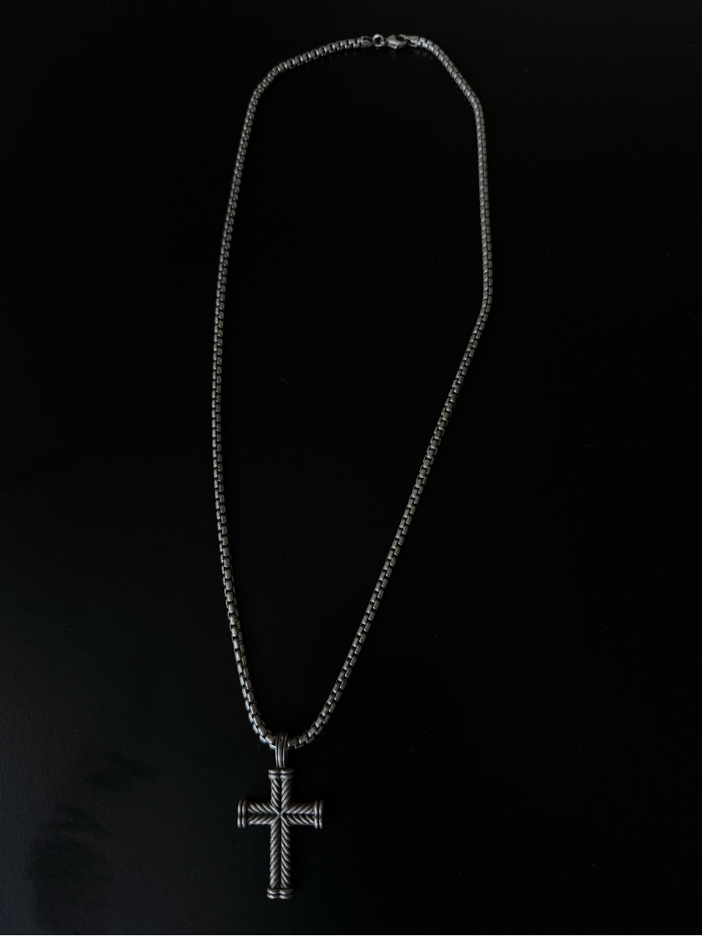 David Yurman Silver Cable Cross Pendant Necklace